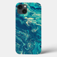 Akrylabstraktion aus blauem und weißem Marmor