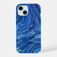 Akrylabstraktion aus blauem und weißem Marmor