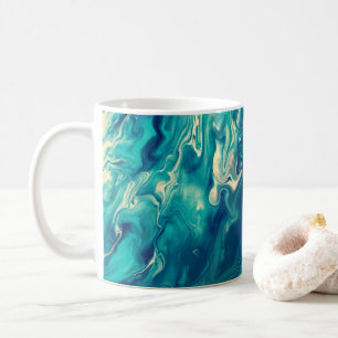 Akrylabstraktion aus blauem und weißem Marmor Kaffeetasse