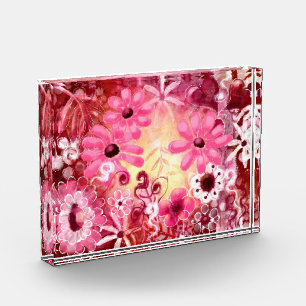 Akrylblock - Abstrakt rosa bläserne, weißliche Far Fotoblock