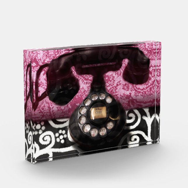 Akrylblock Whimsical Vintag Telefone Art Fotoblock (Links)