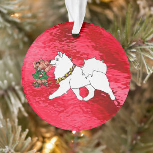 Akryler Samoyed Holiday, Circle Ornament