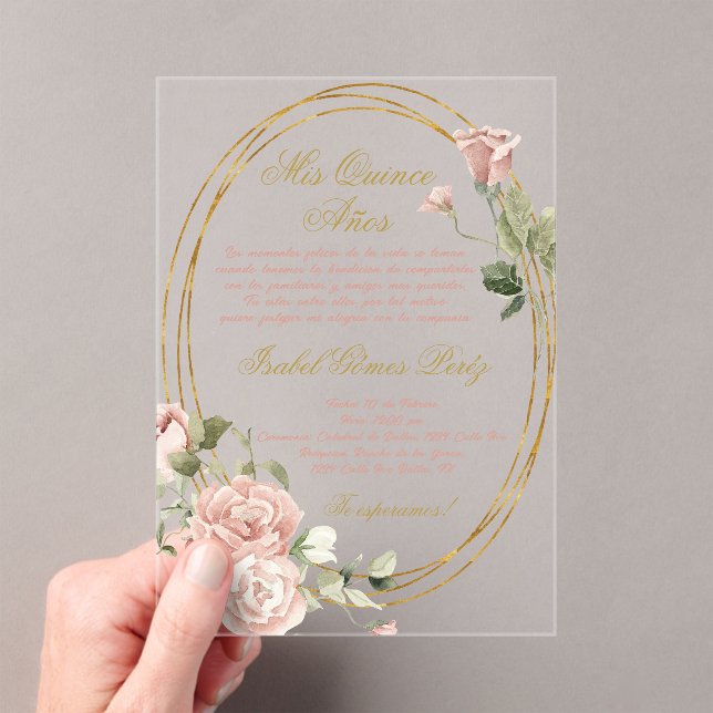 Akrylerische Einladung von Quinceanera auf Spanisc (Insitu (Handheld))