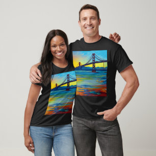 Akrylgemälde, San Francisco Bay Bridge, Sunset T-Shirt