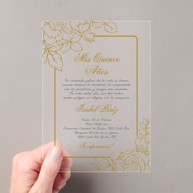 Akrylgoldrahmen Quinceanera Acryleinladungen (Insitu (Handheld))