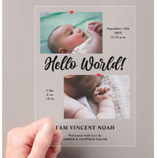 Akrylkarte für zwei Fotos - Geburtsankündigung Acryleinladungen