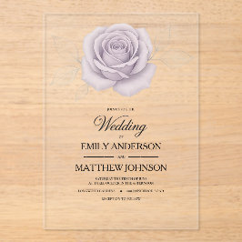 Akryllische Elegante Lila Rose Hochzeit Einladung