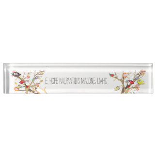 Akryllische Schreibtischnamensplatte Whimsy Birds Namensplakette