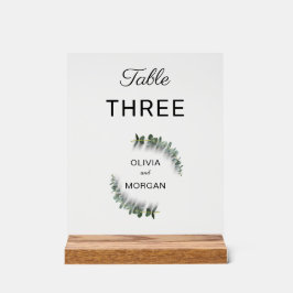 Akryllische Tischnummer Grün und Weiß Acrylschild