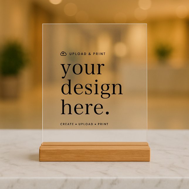 Akryllische Unterschrift für Design Upload 8" x 10 Acrylschild (Versatile acrylic tabletop wood block sign for business, weddings, special occasion events & more!)