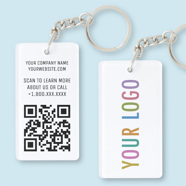 Akryllischer QR-Code Schlüsselanhänger Business Lo (MISOOK 1.5 x 2.75 inch Rectangle Acrylic QR Code Keychain with Logo)