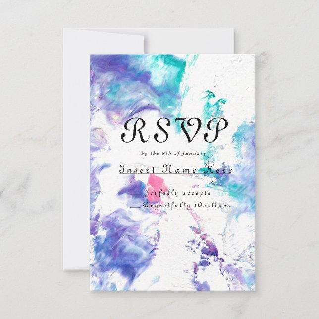 Akrylpur, Marmordesign, RSVP-Karte - Einladung (Vorderseite)