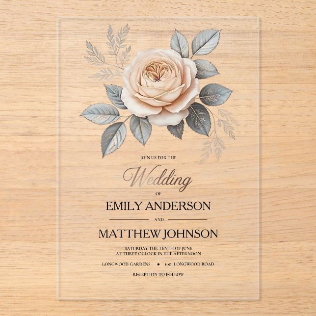 Akrylrosa-Rosenhochzeit Einladung (Vorderseite)