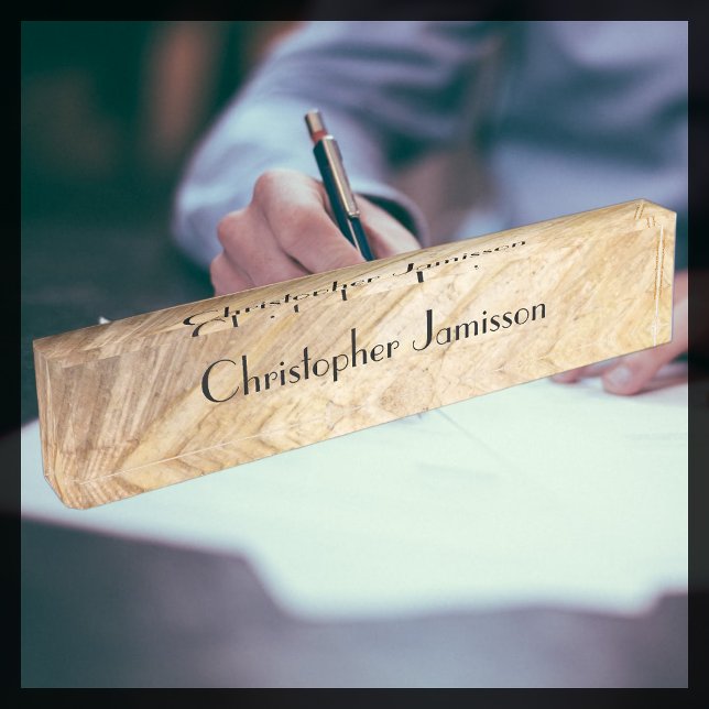 Akrylschreibplatte, Imitate aus hellem braunem Ste Namensplakette (Von Creator hochgeladen)