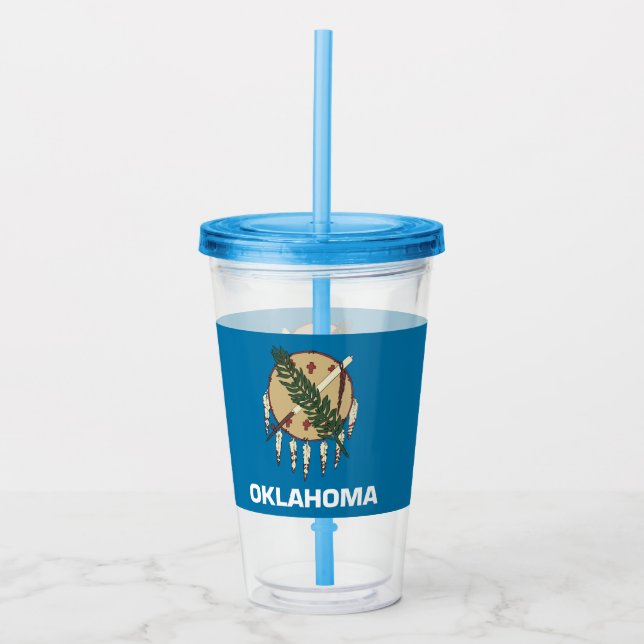 Akryltumbler mit der Flagge von Oklahoma Acryltrinkbecher (Vorderseite)