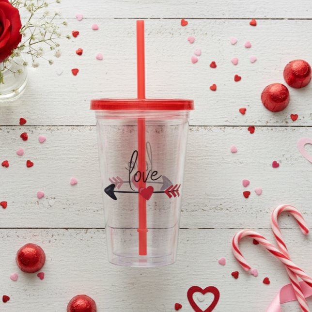 Akryltumbler mit weißem Straw Valentinstag Acryltrinkbecher (Von Creator hochgeladen)
