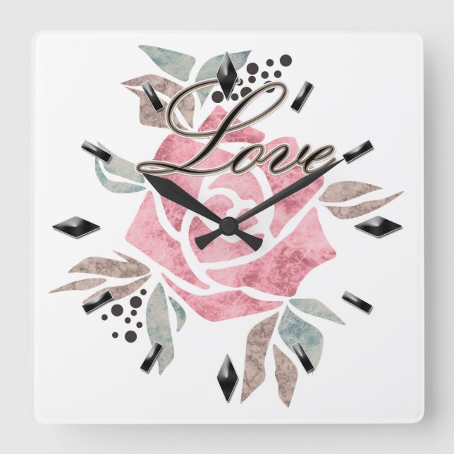 Akrylwand Uhr Romantisches Mosaik in rosa Farbe (Vorderseite)