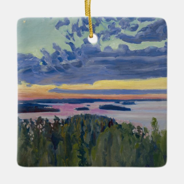 Akseli Gallen-Kallela - Blick auf einen See bei So Keramikornament (Vorderseite)