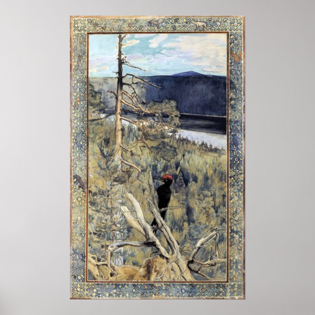 Akseli Gallen-Kallela - Großer Schwarzer Holzpecke Poster (Vorne)