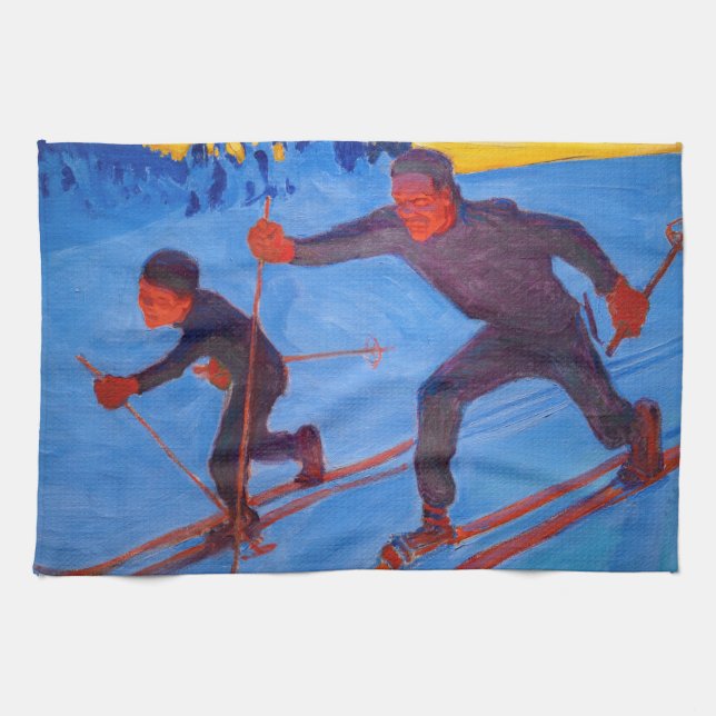 Akseli Gallen-Kallela - Skiers Geschirrtuch (Horizontal)