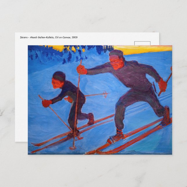 Akseli Gallen-Kallela - Skiers Postkarte (Vorne/Hinten)