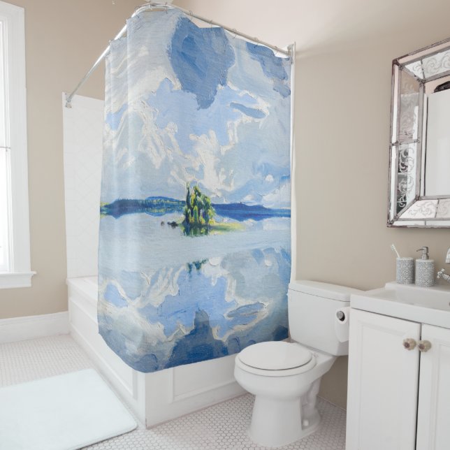 Akseli Gallen-Kallela - Wolken oberhalb eines Sees Duschvorhang (Beispiel)