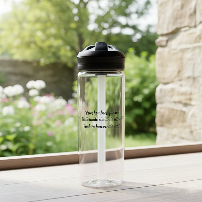 Akt 17 Benutzerdefinierter Text der spanischen Bib Trinkflasche (Acts 17 Christian verse gift idea for pastors, Spanish custom Text. Con Jesús en el camino)