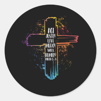 Akt Justi Liebe Mercy Walk Humbly Micah 6 8 Bible Runder Aufkleber