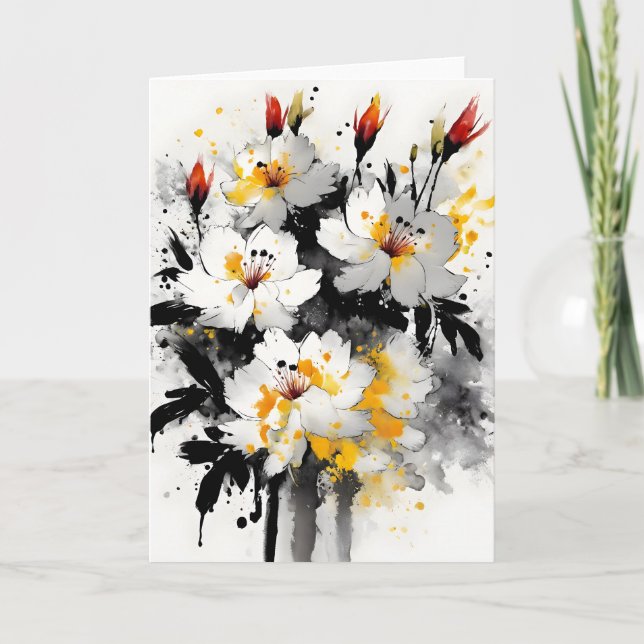 Aktie - Aquarellblumen Karte (Vorderseite)