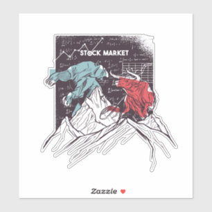 Aktienmarkt-Kampf Bull gegen Bear Trading Aufkleber