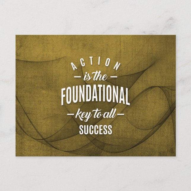 Aktion ist der Schlüssel - Motivation Zitat. Postkarte (Vorderseite)
