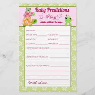 Aktionsbogen "Girl Frog Baby Shower Predictions" Flyer