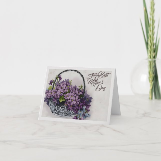 Aktionskorb für Vintage Blume - Muttertagsblut Karte (Vorderseite)