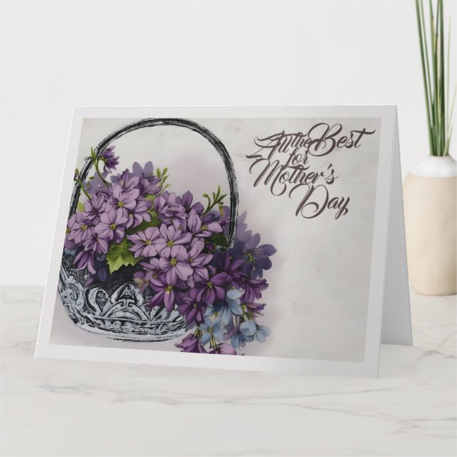 Aktionskorb für Vintage Blume - Muttertagsblut Karte (Vorderseite)