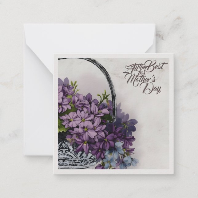 Aktionskorb für Vintage Blume - Muttertagsblut Mitteilungskarte (Vorderseite)