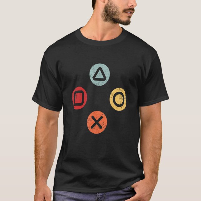 Aktionsschaltflächen für Gaming Console Controller T-Shirt (Vorderseite)
