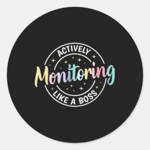 Aktive Überwachung wie eine Boss Shirt Staat-Testu Runder Aufkleber