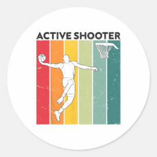 Aktiver Shooter-Sketch-Player Retro-Vintager Sonne Runder Aufkleber