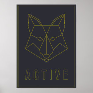 Aktives Affirmationposter Gelber Origami Fuchs Poster