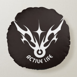 Aktives Leben – Stammesflügel-Star-Emblem Rundes Kissen