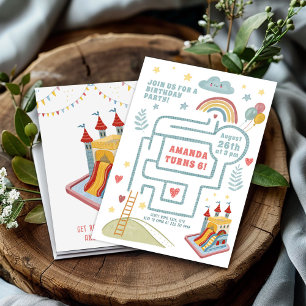 Aktives Spiel Geburtstagsquest, Ballons und Burg Einladung