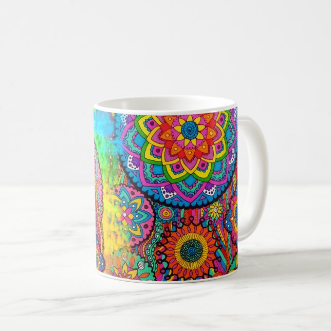 Aktivierende Friedensheilende Mandala-Kunst-Tasse Tasse (VorderseiteRechts)