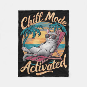 Aktivierte Katzenkatze mit Gles am Strand Fleecedecke