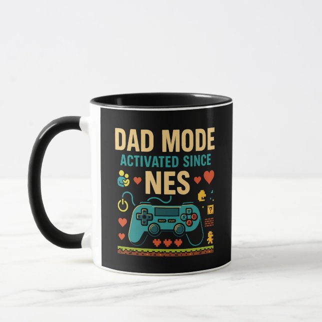 Aktivierung des Vater-Modus NES Retro Gamer Art Tasse (Links)