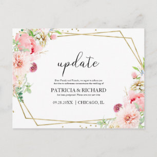 Aktualisierung Rosafarbenes Florales Hochzeit Datu Postkarte
