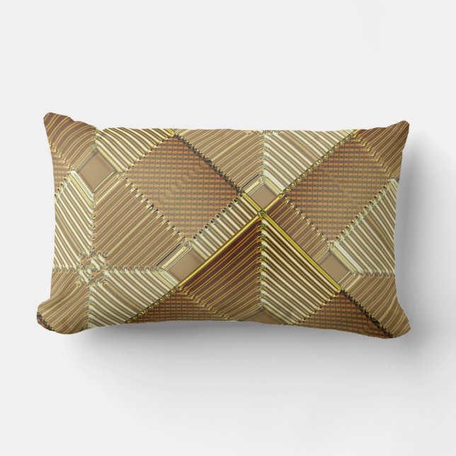 Aktuelle Bronze Gold Geometrie Lumbar Pillow Lendenkissen (Vorderseite)