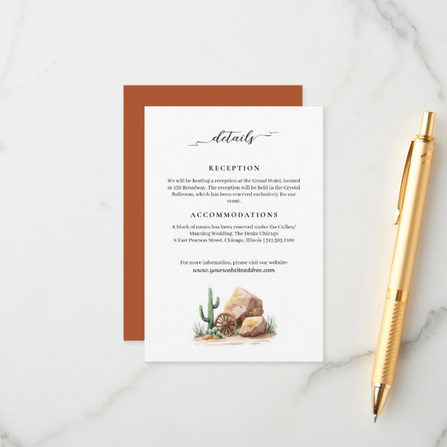 Aktuelle Informationen über Hochzeiten in der Wild Begleitkarte (Vorderseite/Rückseite Beispiel)