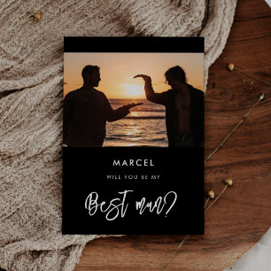 Aktuelle Schwarz-Trauzeuge-Vorschlag Fotokarte Einladung