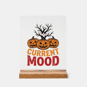 Aktuelle Stimmung Halloween-Kürbis-Vintage-Shirt-D Acrylschild