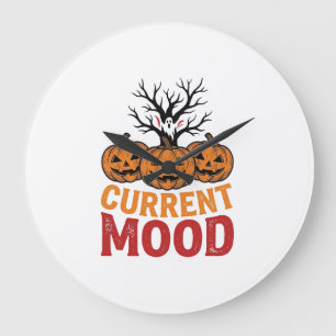 Aktuelle Stimmung Halloween-Kürbis-Vintage-Shirt-D Große Wanduhr